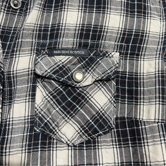 MASON SCOTCH Cottage Cowgirl Button Up Black & Cream Plaid Top,Size X-Small-#254 - Picture 10 of 15